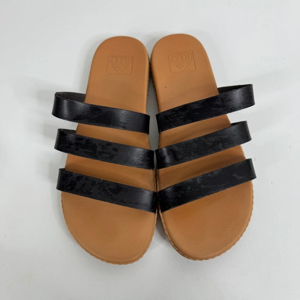 Reef Black Strappy Sandals‎ Size 9